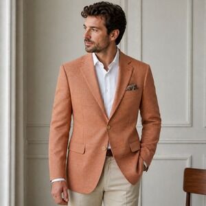 Jack Victor Loreto SPJ Wool Sport Coat Blazer Orange Textured Men's 42R Canada